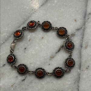 Elegant Silver and Amber Bracelet